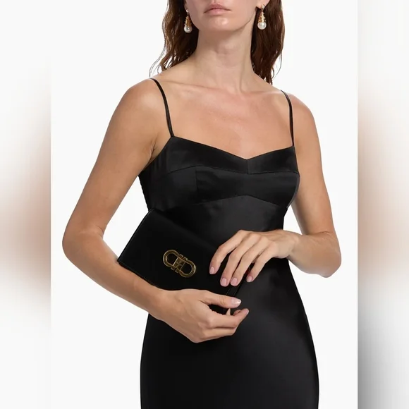 NEW RARE Amanda Uprichard BLACK Janeiro Silk Evening Gown Maxi Dress | Size Med - Picture 6 of 14